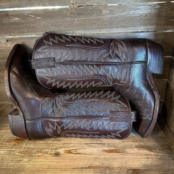 Mens Dan Post Rod Dark Brown Western Leather Cowboy Boots‎ Size 7.5 D GUC - Picture 4 of 7